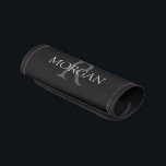 DIY Monogram & Name, Trendy Black with Grey Text Luggage Handle Wrap<br><div class="desc">Personalize with your Monogram and Name In Grey Text. This simple Classic Black Design is sure to get attention.</div>