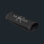 DIY Monogram & Name, Trendy Black with Grey Text Luggage Handle Wrap<br><div class="desc">Personalize with your Monogram and Name In Grey Text. This simple Classic Black Design is sure to get attention.</div>