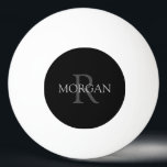 DIY Monogram & Name, Trendy Black with Grey Text Ping Pong Ball<br><div class="desc">Personalize with your Monogram and Name In Grey Text. This simple Classic Black Design can also be used to promote your Company Name.</div>