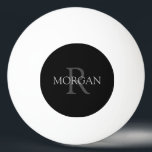 DIY Monogram & Name, Trendy Black with Grey Text Ping Pong Ball<br><div class="desc">Personalize with your Monogram and Name In Grey Text. This simple Classic Black Design can also be used to promote your Company Name.</div>