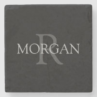 DIY Monogram & Name, Trendy Black with Grey Text