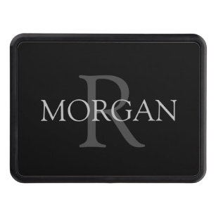 DIY Monogram & Name, Trendy Black with Grey Text Trailer Hitch Cover