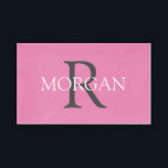 DIY Monogram & Name, Trendy Grey Text On White Acr Acrylic Tray<br><div class="desc">Personalize with your Monogram in black and Name in white on pink background. This simple Classic Design can also be used to promote your Company Name. Click “Customize” to change colours and type styles.</div>