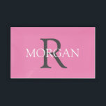 DIY Monogram & Name, Trendy Grey Text On White Acr Acrylic Tray<br><div class="desc">Personalize with your Monogram in black and Name in white on pink background. This simple Classic Design can also be used to promote your Company Name. Click “Customize” to change colours and type styles.</div>