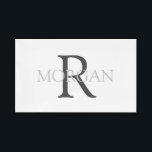 DIY Monogram & Name, Trendy Grey Text On White Acrylic Tray<br><div class="desc">Personalize with your Monogram and Name In Grey Text On White background. This simple Classic Design can also be used to promote your Company Name.</div>