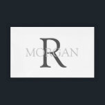 DIY Monogram & Name, Trendy Grey Text On White Acrylic Tray<br><div class="desc">Personalize with your Monogram and Name In Grey Text On White background. This simple Classic Design can also be used to promote your Company Name.</div>