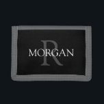 DIY Monogram & Name, Trendy Grey & White Text Trifold Wallet<br><div class="desc">Personalize with your Monogram and Name In Grey and White Text. Click “Customize” to change colours and type styles.</div>