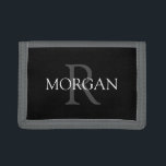 DIY Monogram & Name, Trendy Grey & White Text Trifold Wallet<br><div class="desc">Personalize with your Monogram and Name In Grey and White Text. Click “Customize” to change colours and type styles.</div>