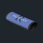 DIY Monogram & Name, White & Black Text, Med Blue Luggage Handle Wrap<br><div class="desc">Personalize your Monogram and Name In White and Black Text on a Medium Blue background. This simple Classic Design is sure to get attention.</div>
