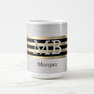 DIY Monogram Name, Yel Gold Brushed Silver Blk Vs2 Coffee Mug