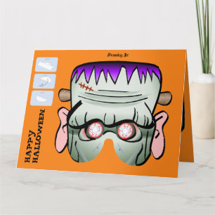DIY Monster Paper Mask Halloween XL Card - Franky