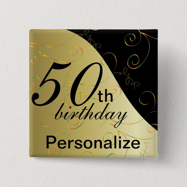 DIY Name & Age Birthday 2 Inch Square Button (Front)