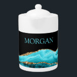 DIY Name, Black, Gold & Teal Agate<br><div class="desc">Personalize your Name In Teal on Black,  Gold & Teal Agate. Click “Customize” to change colours and type styles.</div>