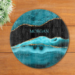 DIY Name, Black, Gold & Teal Agate Cutting Board<br><div class="desc">Personalize your Name In Teal on Black,  Gold & Teal Agate. Click “Customize” to change colours and type styles.</div>