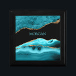 DIY Name, Black, Gold & Teal Agate Gift Box<br><div class="desc">Personalize your Name In Teal on Black,  Gold & Teal Agate. Click “Customize” to change colours and type styles.</div>