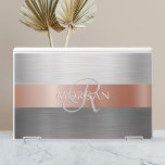 DIY Name & Initial, Brushed Steel & Rose Gold HP Laptop Skin<br><div class="desc">Personalize with your name and initial (or business name). Makes a great gift for her,  him,  friend or family member. Brushed Steel and Rose Gold Metal stripe.</div>