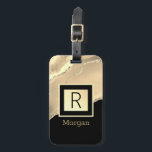 DIY Name & Monogram, Black & Gold Box and Agate Luggage Tag<br><div class="desc">Personalize your name in gold and monogram in black on trendy black and gold box and agate. Click “Customize” to change colours and type styles</div>