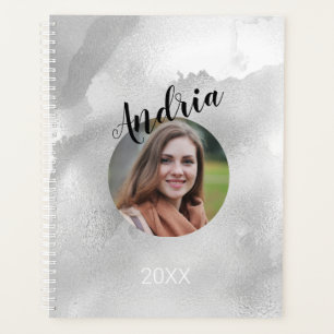 DIY Name/Year/PhotoBlack White Abstract Watercolor Planner