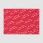 DIY Names, Anniversary Year, White Script, Red Tissue Paper<br><div class="desc">Personalize Names,  Anniversary Year and Message in White Script text on red background; perfect for stuffing a gift bag.</div>