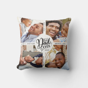 DIY Names Best Dad Ever Four Photo  Throw Pillow