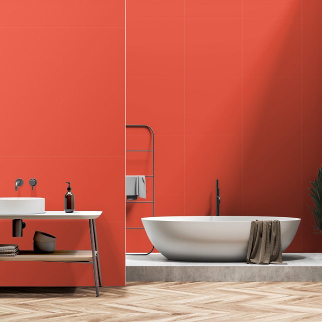 DIY Orange Red Simple Authority® Wallpaper (Bathroom)