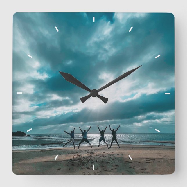 DIY Personalized Photo Collage Template Square  Square Wall Clock (Front)