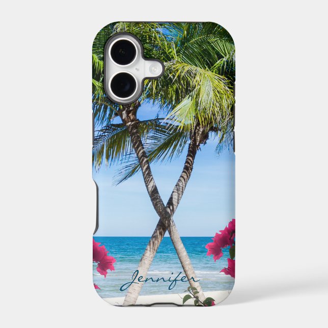 DIY Personalized Tropical Photo Pink Floral Accent (Back)