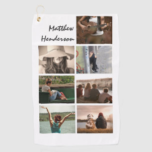DIY photo collage with name modern trendy dad Golf Towel