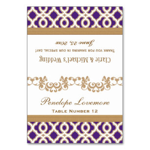 DIY Purple Gold Moroccan Fold-Over Place Cards