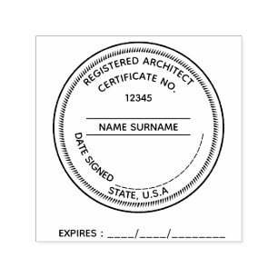 DIY Registered Architect LLC expiry date CUSTOM Self-inking Stamp