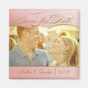 DIY Rose and Gold Photo Save the Date Magnet