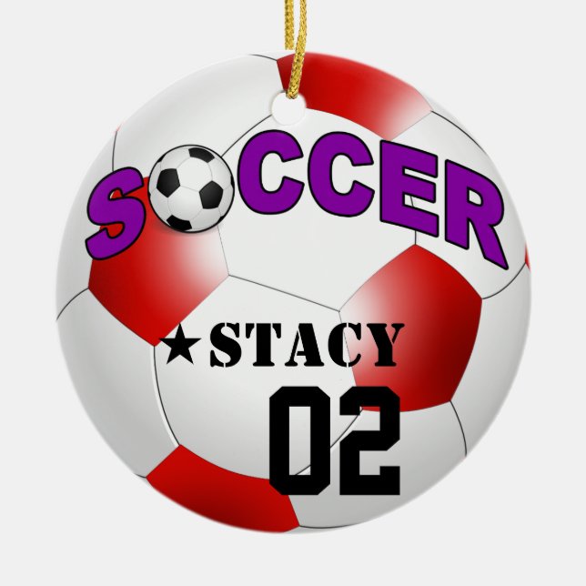 DIY Soccer Ball CHOOSE YOUR BACKGROUND COLOR Ceramic Ornament (Front)