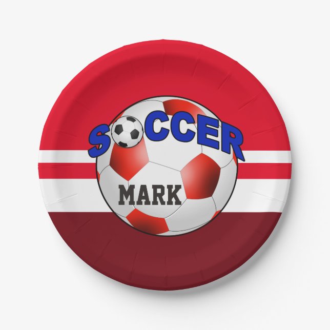 DIY Soccer Ball CHOOSE YOUR BACKGROUND COLOR Paper Plate (Front)