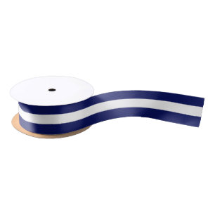 DIY Stripe & Background Colour - Navy White Satin Ribbon
