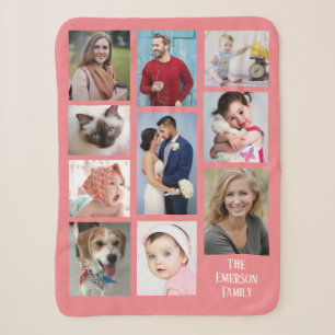 DIY Ten Family Photos, Family Name, Coral Sherpa Blanket