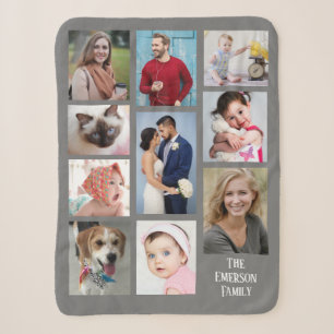 DIY Ten Family Photos, Family Name, Grey Sherpa Blanket