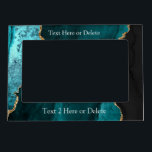 DIY Text, Black Gold & Teal Agate Magnetic Frame<br><div class="desc">Personalize with 2 lines of white text (or delete) on black,  gold and teal agate. This simple Classic Design can also be used to promote your Company Name.</div>