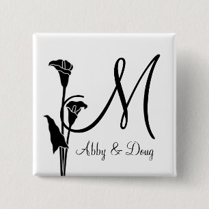 DIY Tulip logo with monogram 2 Inch Square Button