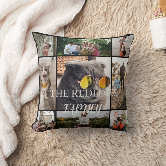 DIY Two-Sided Family Photo Collage Pillow 9Photos (Blanket)