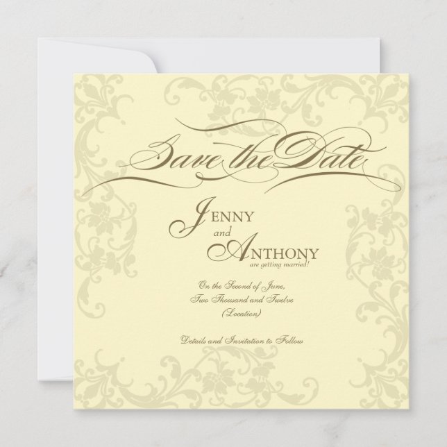 DIY Vintage Save the Date Wedding Announcement (Front)