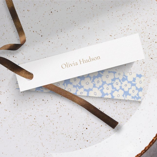 DIY Wedding Floral Dusty Blue & White Place Name Card (Creator Uploaded)