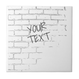 DIY WHITE BRICK WALL WITH GRAFFITI. PERSONAL TILE