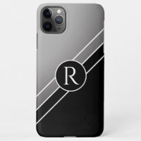 DIY White Monogram Circle Diagonal Lines, Grey/Blk