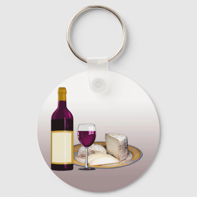 DIY WINE BOTTLE LABEL, WINE GLASS, CHEESE PERSONAL KEYCHAIN (Front)