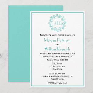 DIY Wreath of Roses 2 Initial Wedding Monogram CO2 Invitation