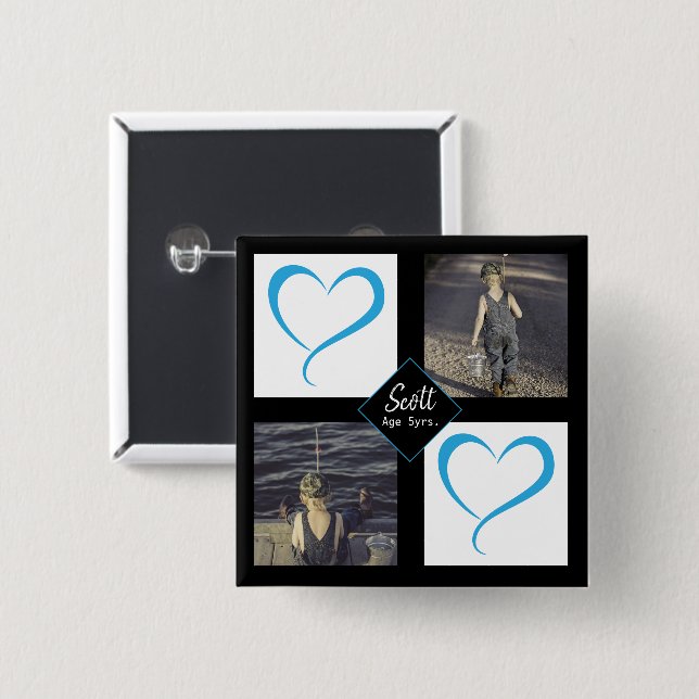 DIY Young Child Love Photos 2 Inch Square Button (Front & Back)