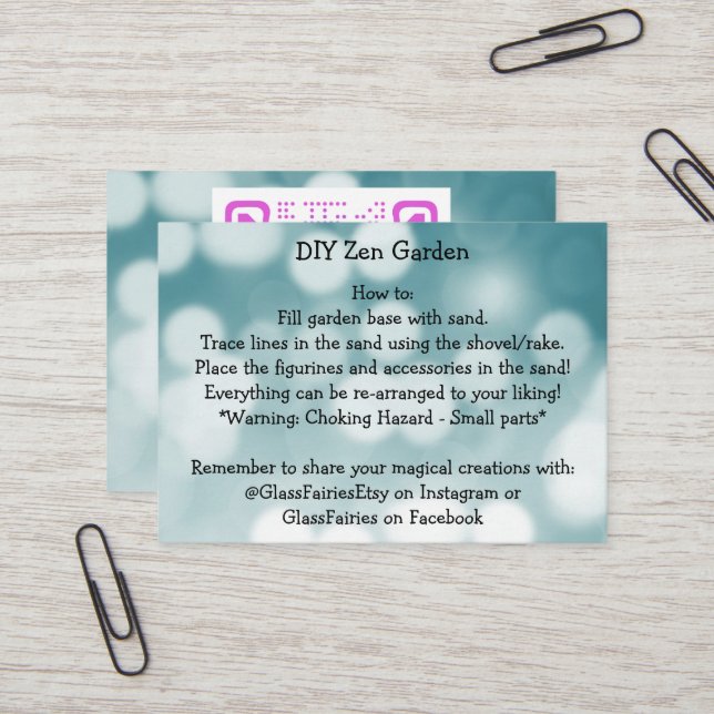 DIY Zen Garden GlassFairies Business Card (Front/Back In Situ)