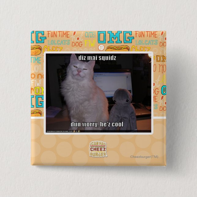 diz mai squidz 2 inch square button (Front)