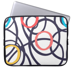 Dizzy Doodle Circles On White   Laptop Sleeve