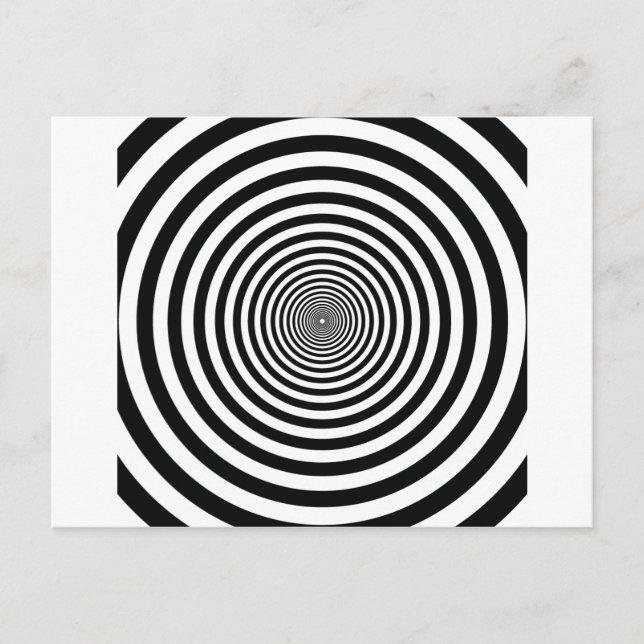 dizzy illusion black and white circle art vo1 postcard (Front)